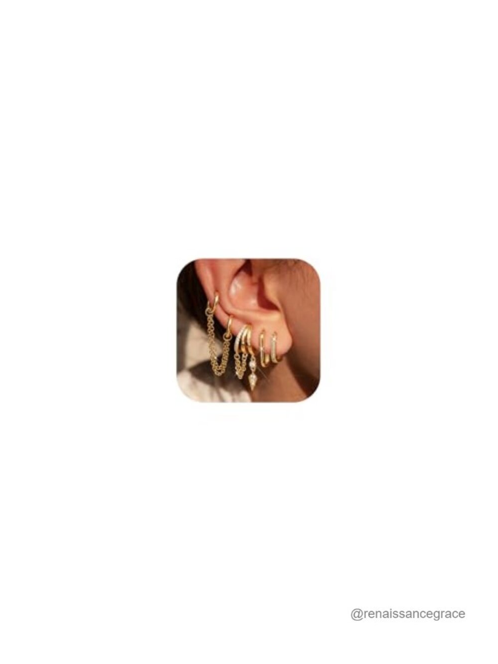 5 Pair 14K Gold Plated Hoop Earring Stacks Dainty Set